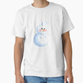 A confused snowman with big round eyes and a question mark above its head, cartoon style, white outline, transparent background, funny winter sticker by Palmate-m