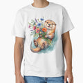 Joyful Watercolor Otter Holding a Bouquet of Wildflowers by Discount code