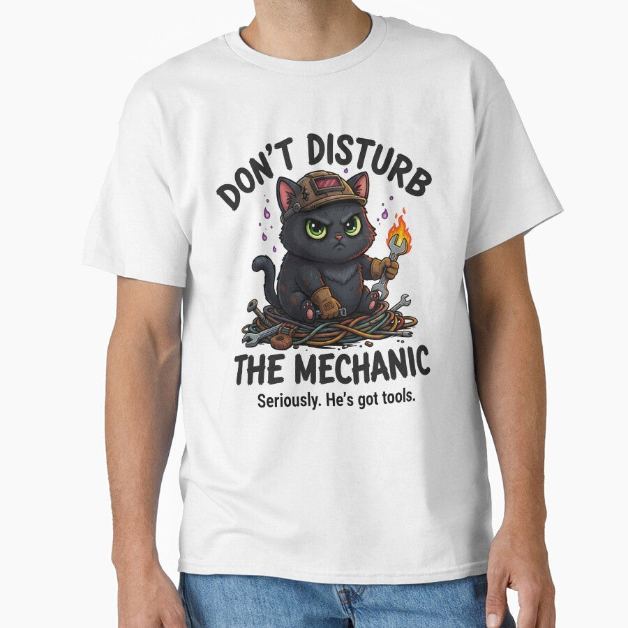 DON’T DISTURB THE MECHANIC – Angry Black Cat Welder Design by LunaSpellStudio