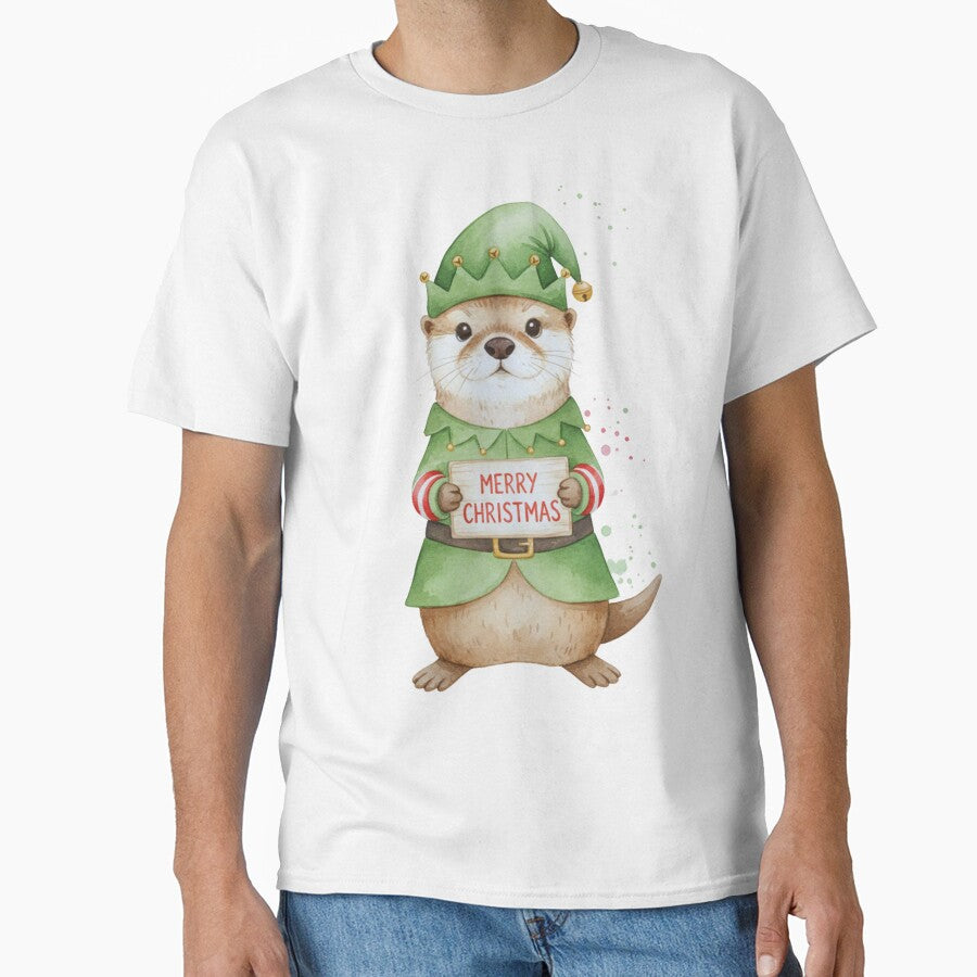 Christmas Otter Elf – Whimsical Holiday Character Art by Otterly Cute