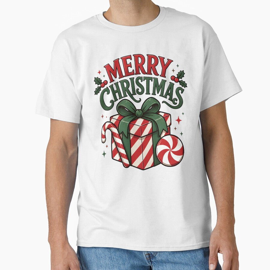 Merry Christmas Candy Cane and Peppermint Christmas Design by OliviaHayesArt