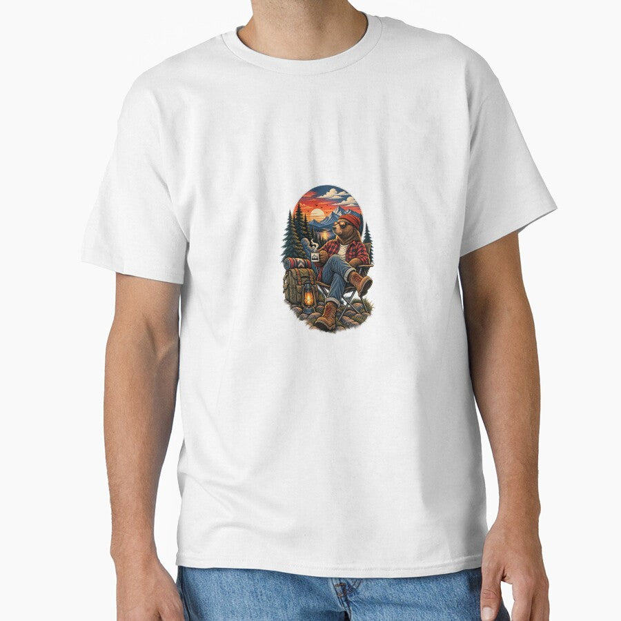 Vintage Camping Bear Mountain Coffee Illustration by lovepower