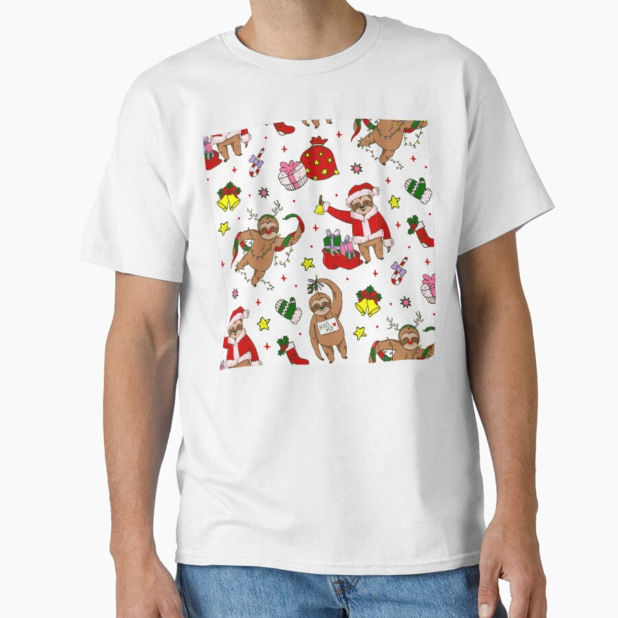 christmas sloth santa claus reindeer by Gossip Rag