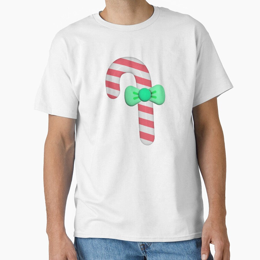 Cute 3d Christmas red candy cane with green bow ribbon by nuchz