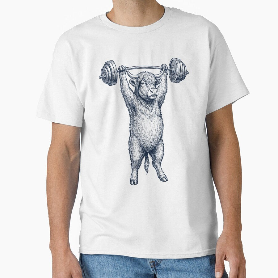Vintage Highland Cow Weightlifting Deadlift Gym Animal Lover by DoodleTortle