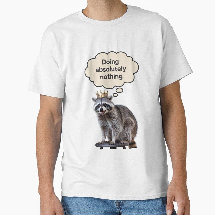 Doing Absolutely Nothing | Raccoon T-Shirt by NicolasGlowArt