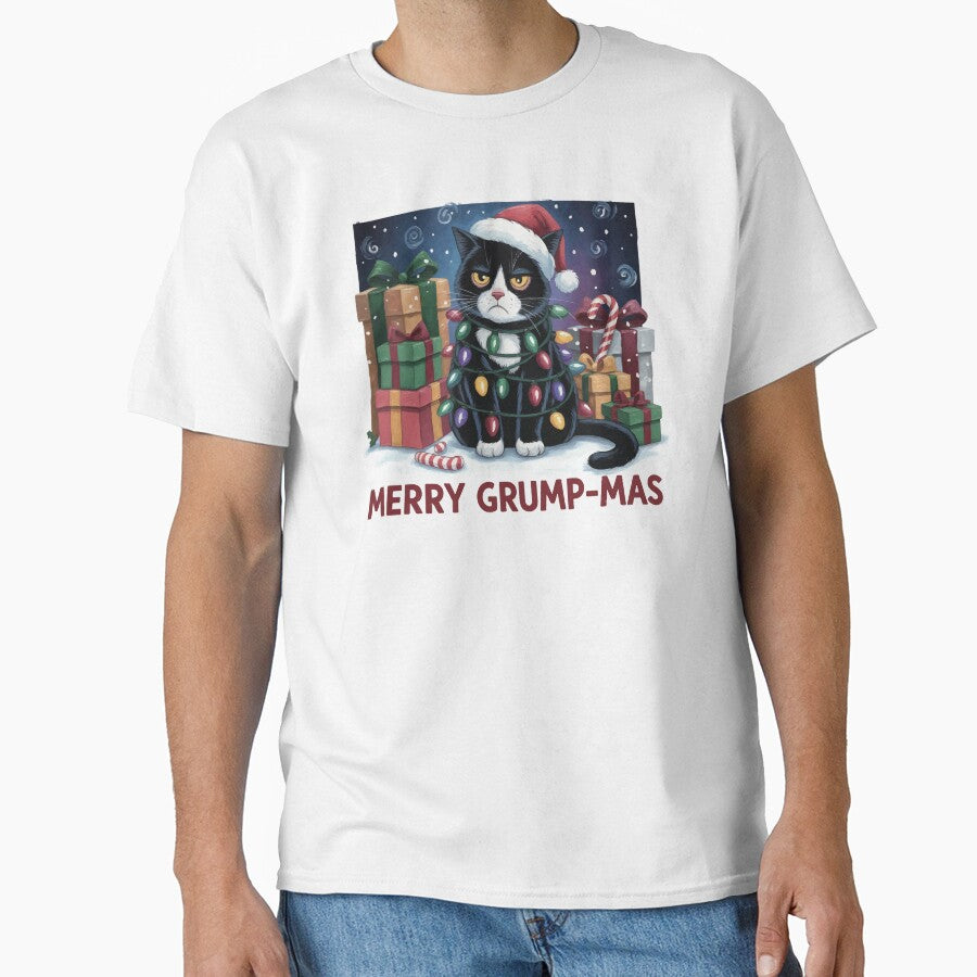 Merry Grump-mas Cat Holiday Illustration by BANKACEM.STORE