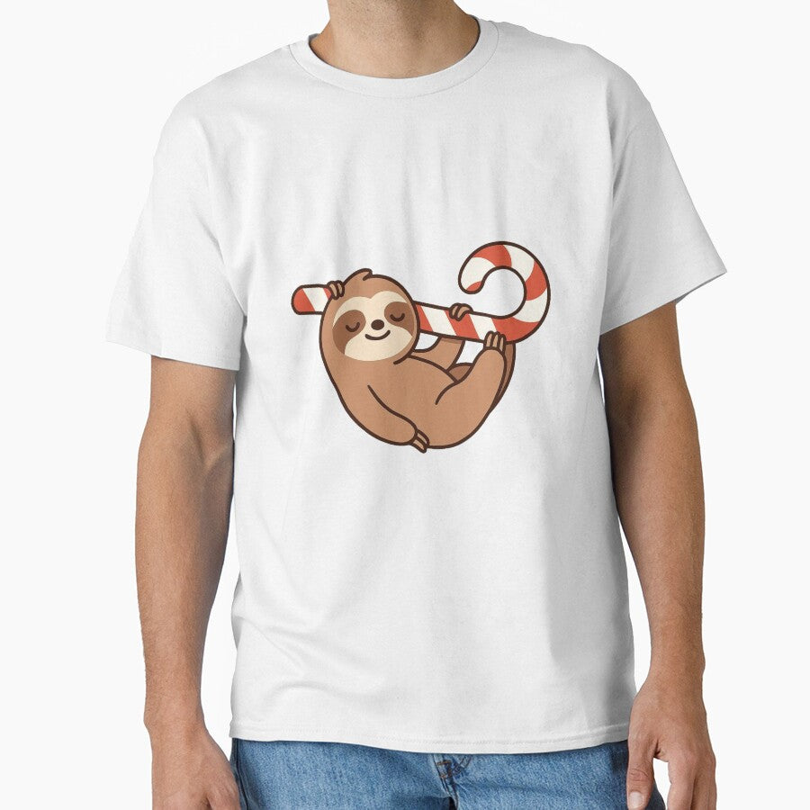 Sloth Lounging on Candy Cane Hammock – Cute Christmas Character by Confuzz1ed