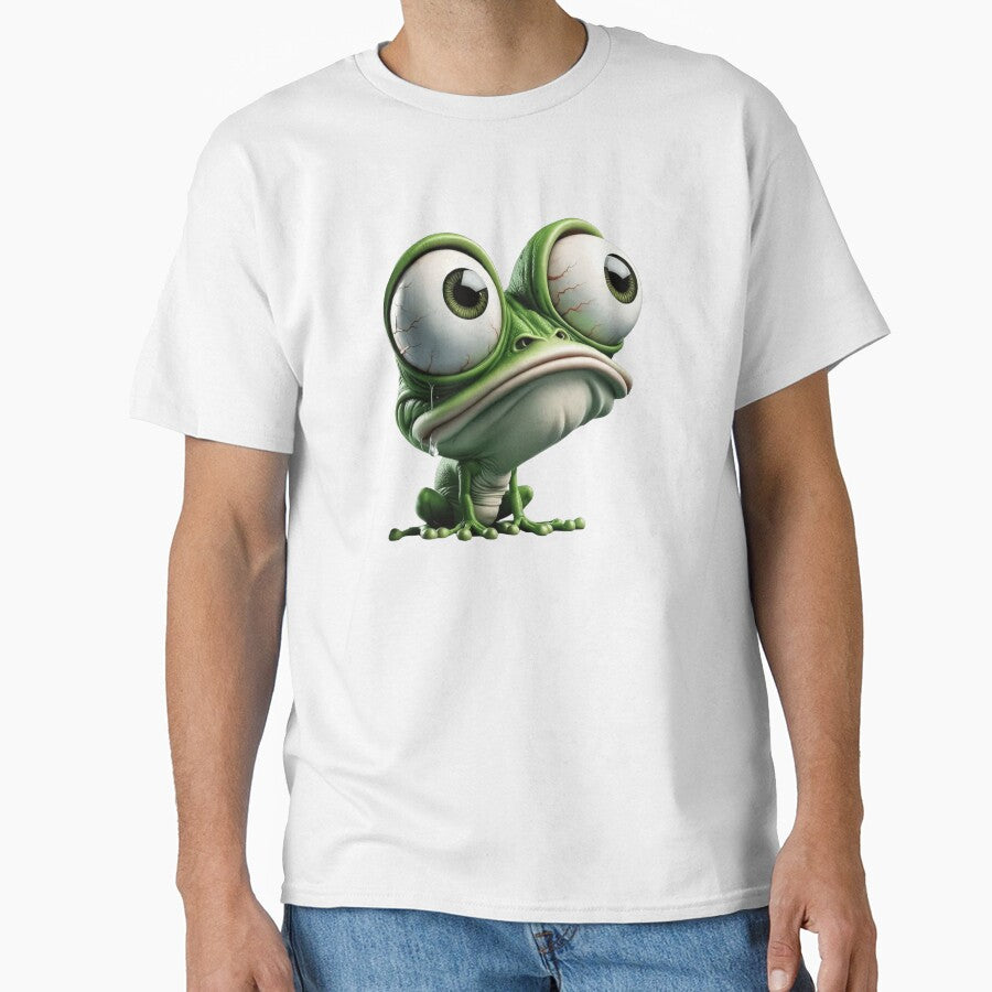 Funny Big Eyed Frog Cartoon – Cute Sad Amphibian Illustration by EMOTION SHOP