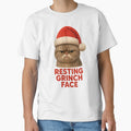 Resting Grinch Face Funny Christmas Cat | Kawaii Funny Christmas Art by Moons Studio