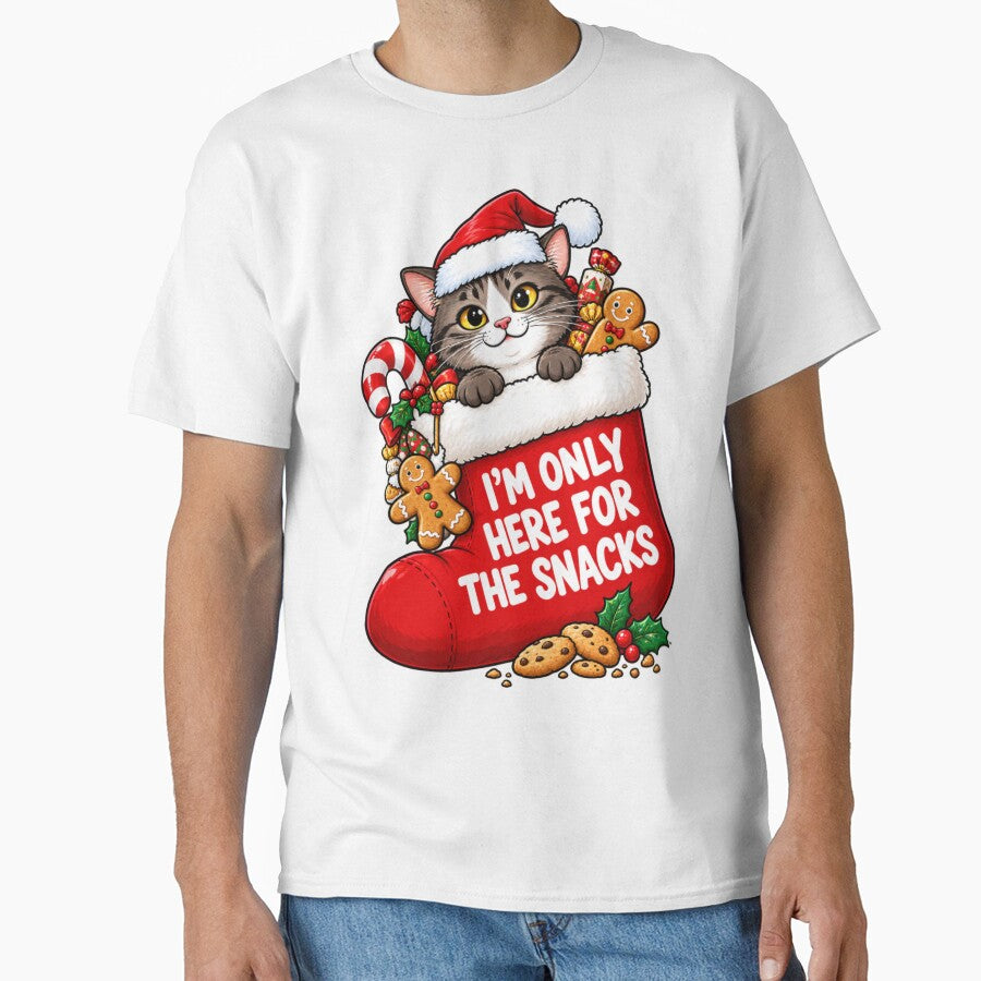 I'm Only Here For The Snacks Funny Cat Christmas Design by Kenzie & Co