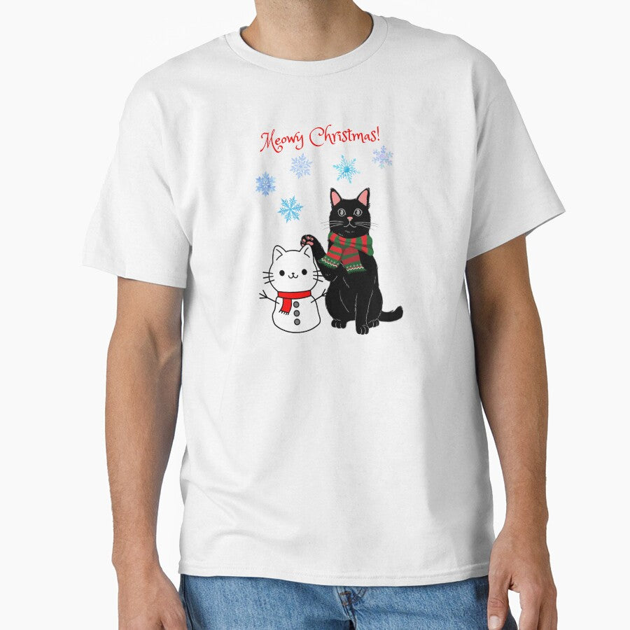 Meowy Christmas Black Cat with Snowcat by MYCatStuff