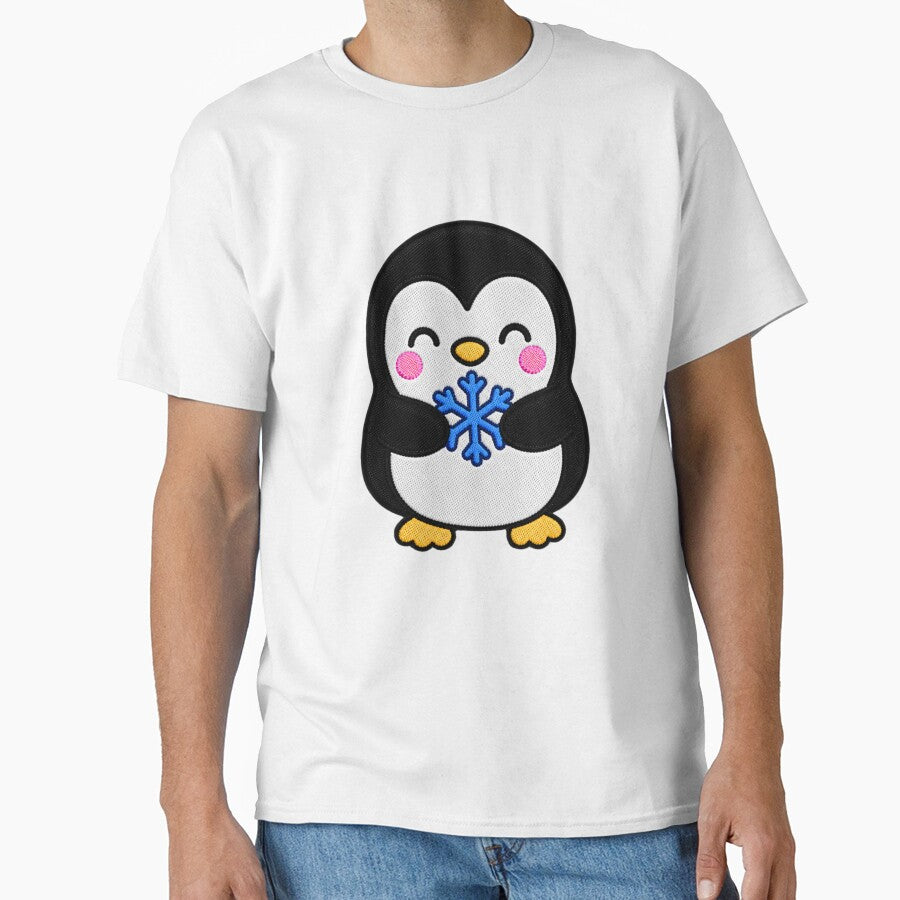 Cute Penguin Holding Blue Snowflake Kawaii Embroidery Patch by ColorSplash123