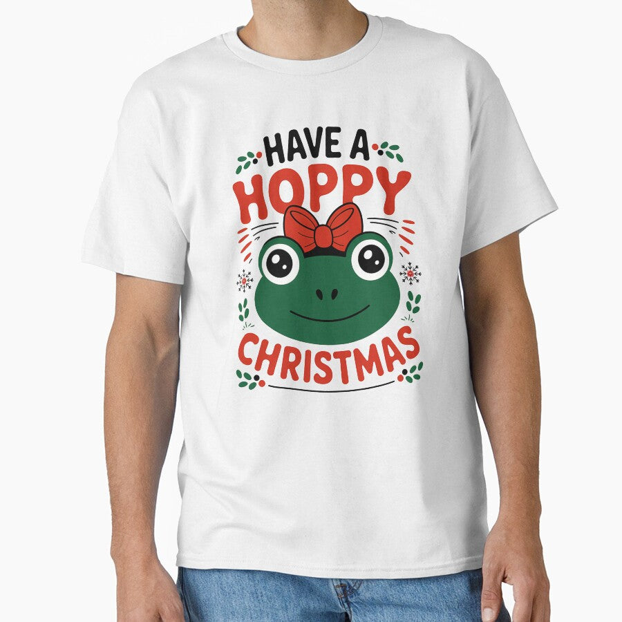 Have a hoppy Christmas - funny cute girly frog lovers gift happy vintage retro green by Fantasy Cache