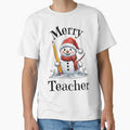 Merry Teacher Cute Snowman Christmas Teacher by NoonMoonApparel