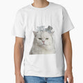 Grumpy White Cat Happy New Year | Funny Sarcastic Pet Art by Rosuma Designs