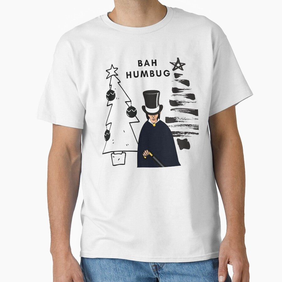 Christmas Scrooge Declaring Bah Humbug Black And White Design by StormyMuse