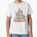 Candy Cane Christmas Tree with Singing Frogs – Merry Frogmas Pun Illustration by EmeraldeaArt