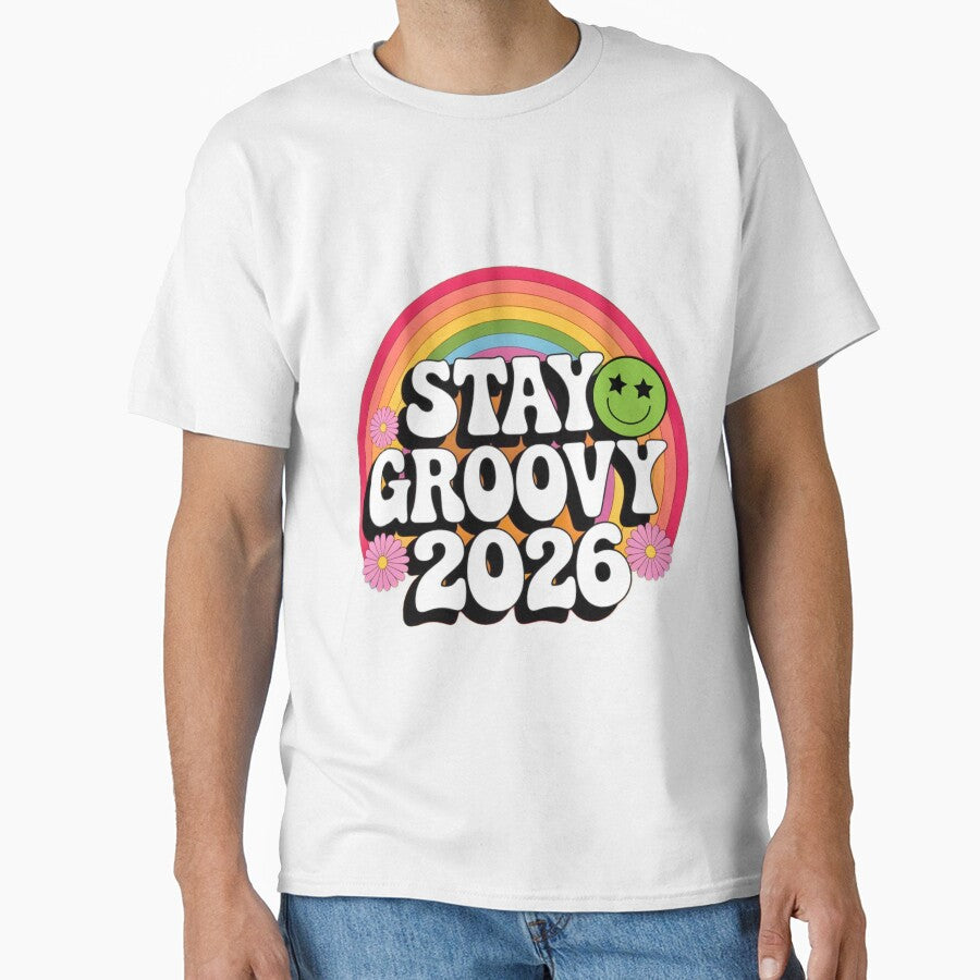 Groovy New Year 2026 Retro Rainbow Aesthetic Design by BunBuntheDog-