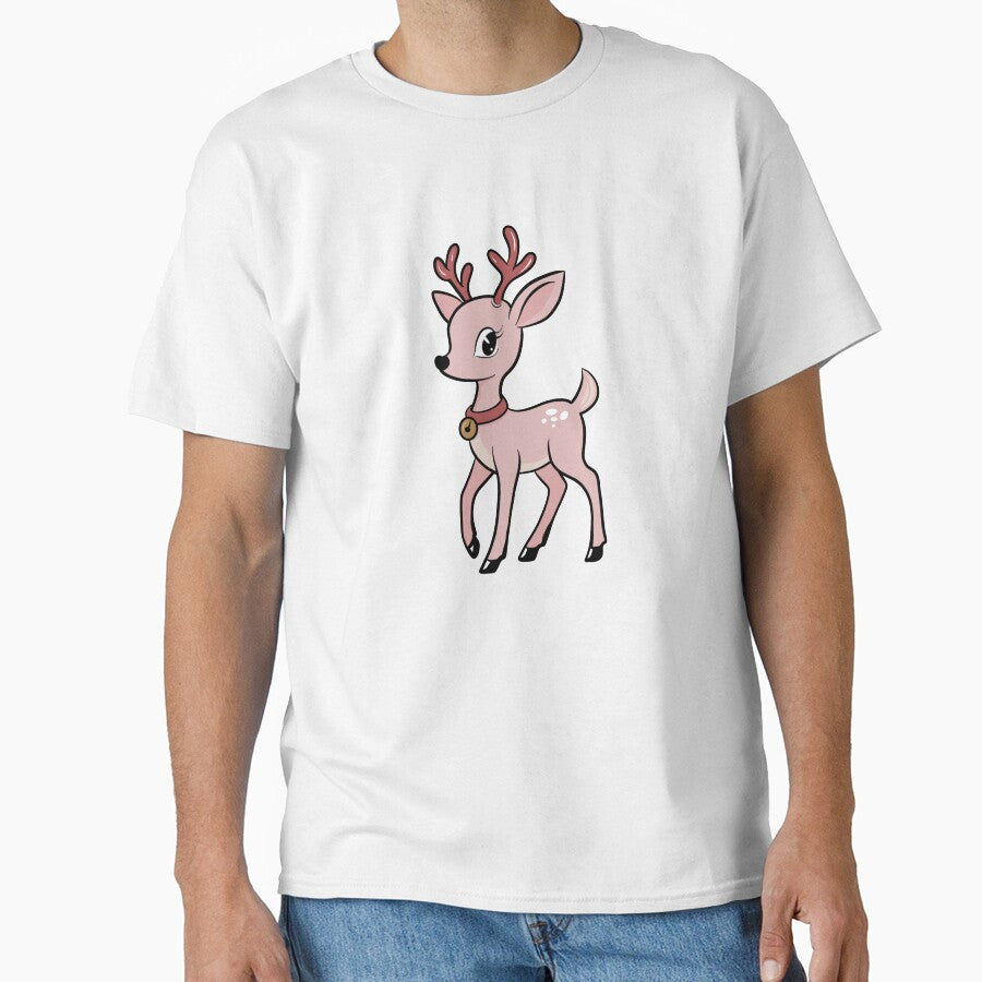 Retro Christmas Reindeer - Pastel pink by ellealsopaints