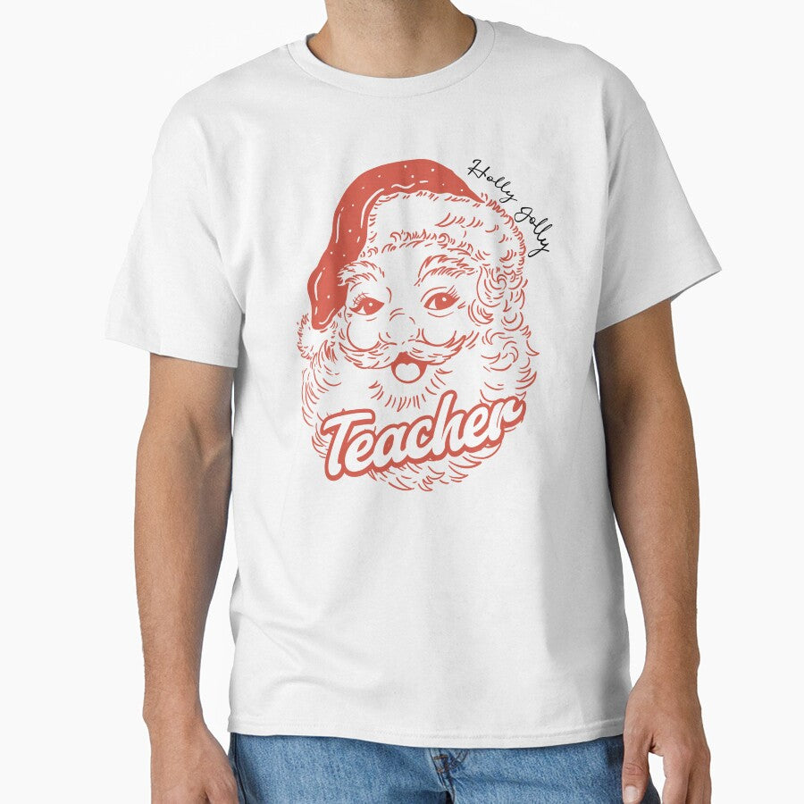 Holly Jolly Teacher Cute Christmas Santa by NoonMoonApparel
