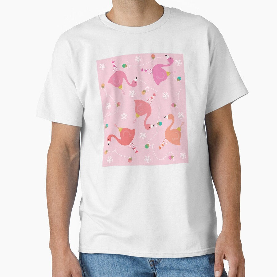 Flamingo Ornaments -Pink & Peach Christmas Art by TheBrightInk