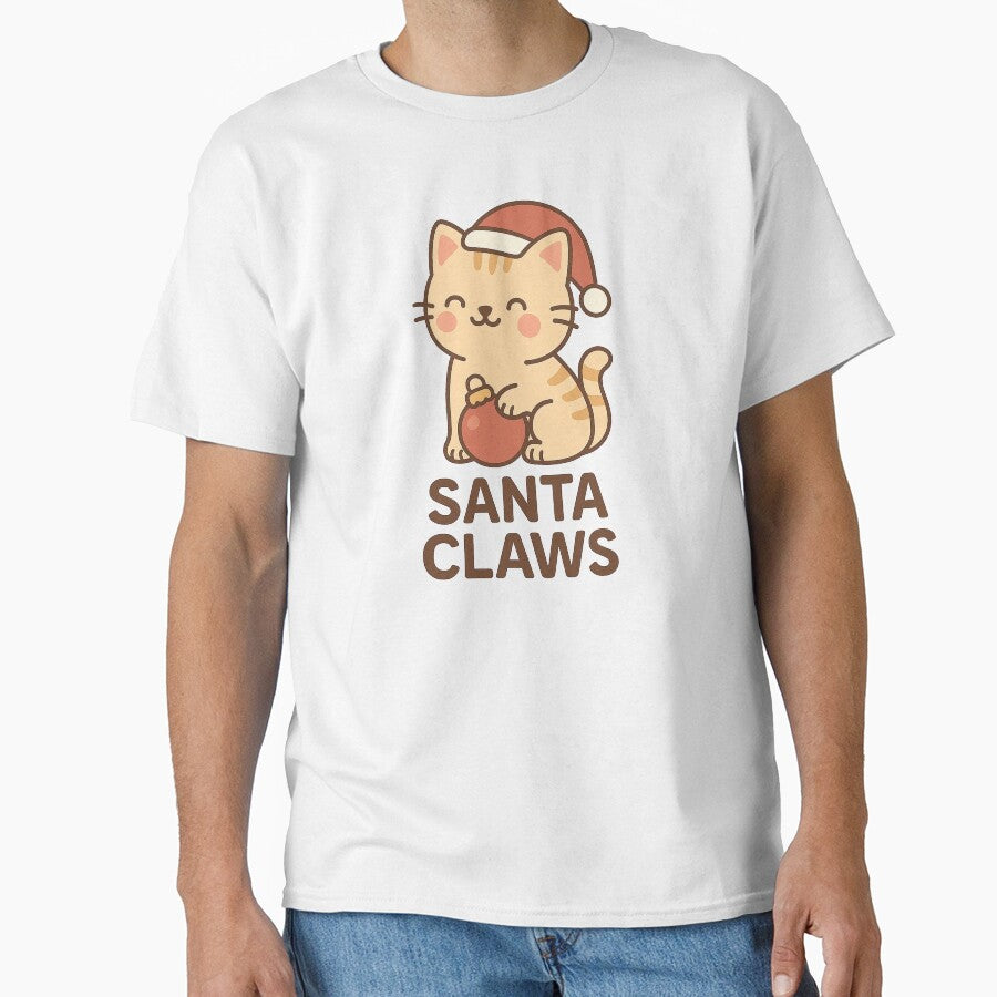 Santa Claws – Cute Kawaii Christmas Cat Holding Ornament by StyleLap