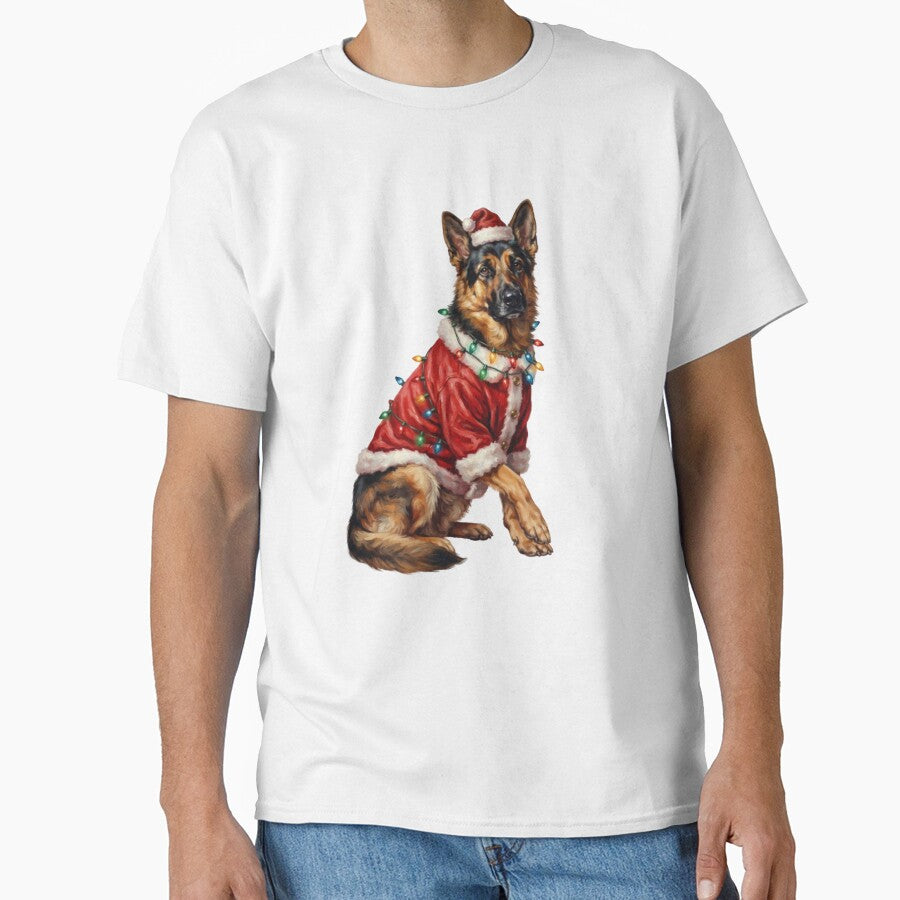 Merry Christmas Lights German Shepherd Dog With Santa Hat by SOUFIANE1991