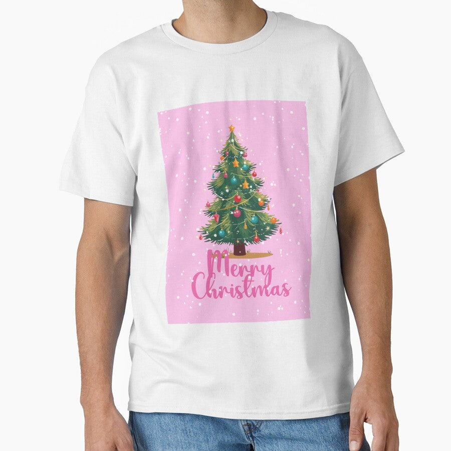 Merry Christmas, Christmas Tree, Snow, Holiday Season, Holidays, Pink by Magic Love Art Print