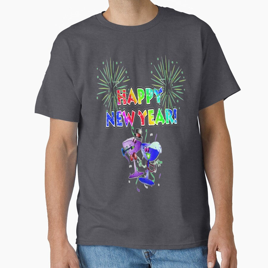 Happy New Year Colorful Abstract Lettering Design with Glasses,2, Howdy New Year,New Years Celebration, New Years Eve Countdown by Adri Barnard