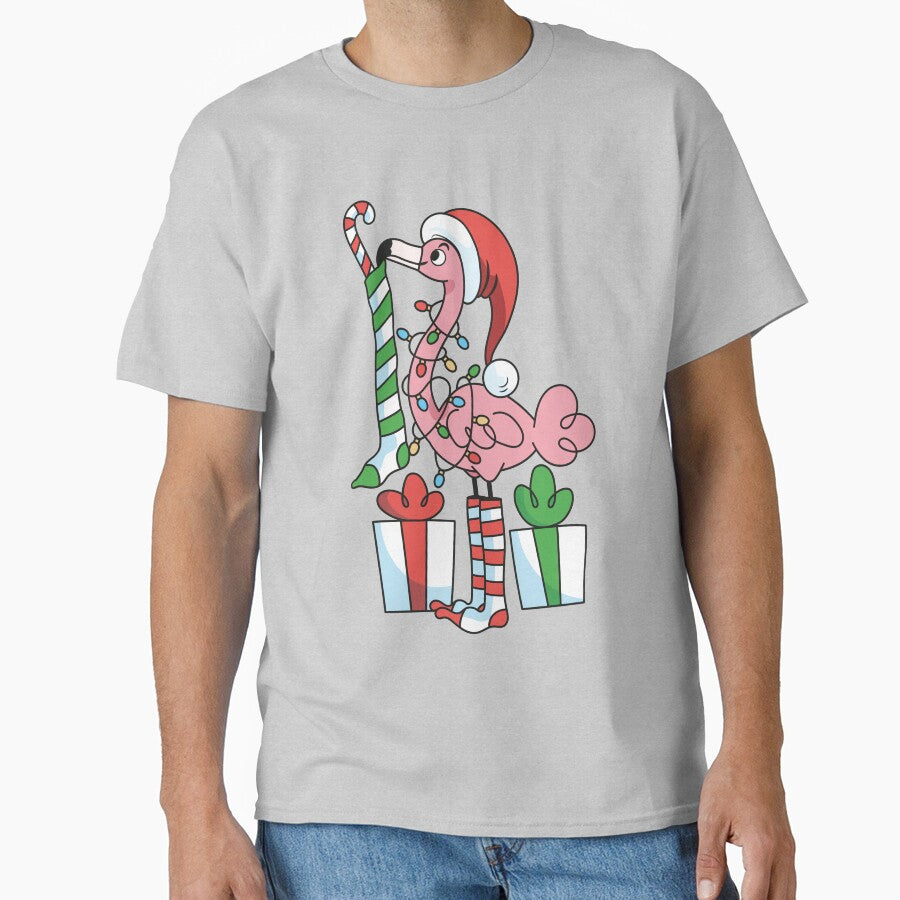 Tropical Christmas Pink Flamingo Stocking Presents by ArtMeetsPizza