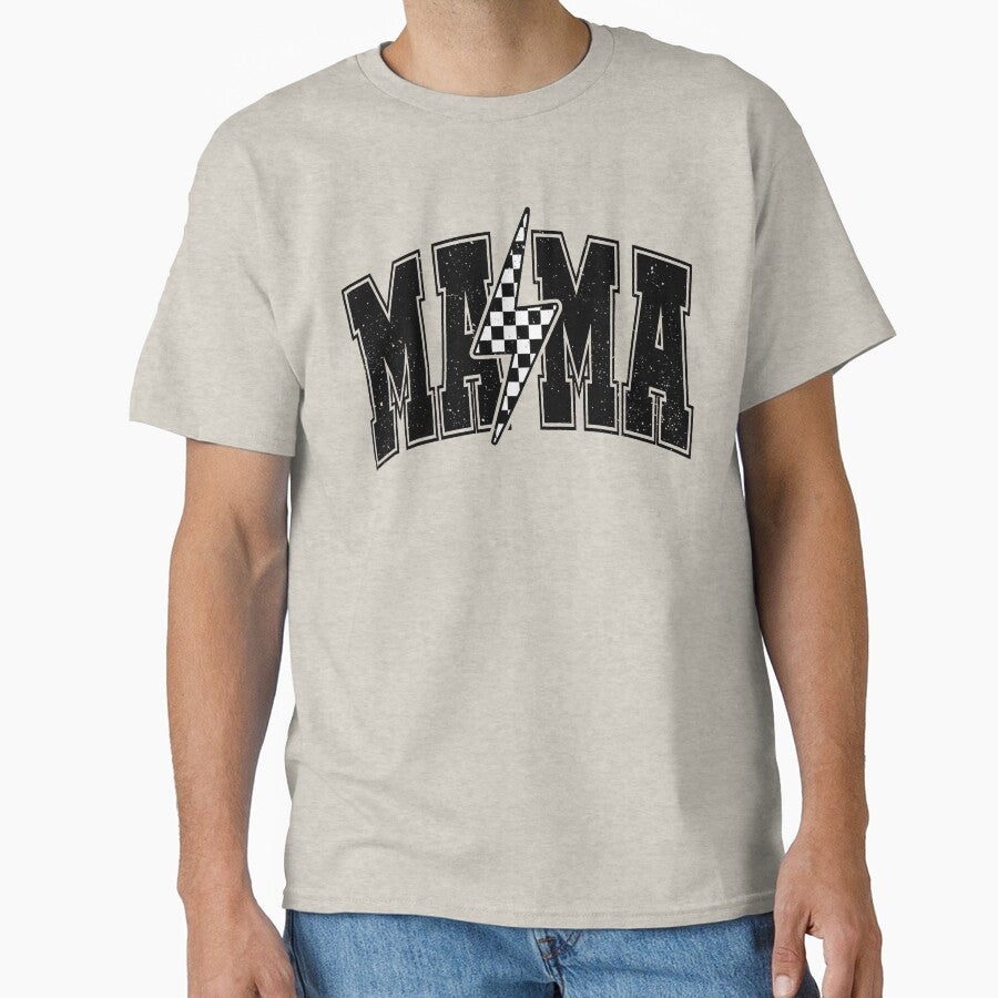 MAMA Checkerboard Lightning Retro Rock Punk Cool Mom Graphic Design by InOtterNew