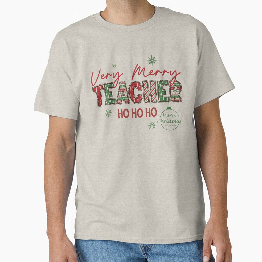 Very Merry Teacher Ho Ho Ho Christmas Shirt | Festive Teacher Gift by a1qualityd