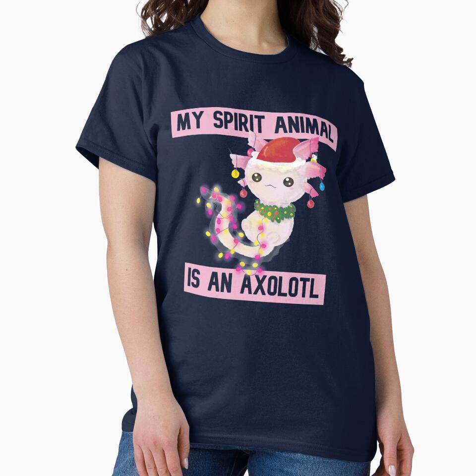 Cute Pink Amphibian with Santa Hat - My Spirit Animal is an Axolotl by DiensDesign