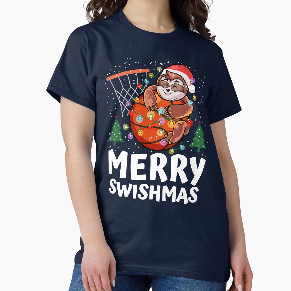 Merry Swishmas Cute Christmas Sloth for Basketball Player by NUMAcreations
