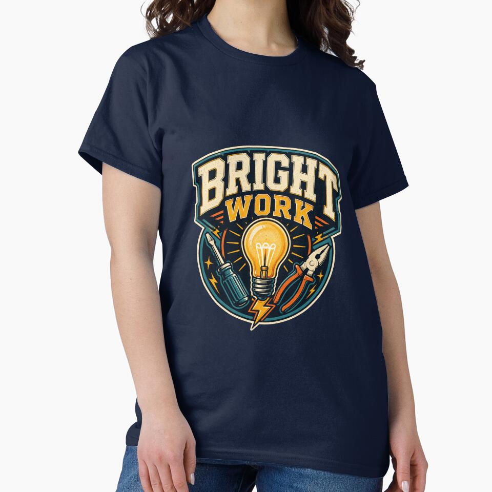 Electrician Gift – Bright Work Retro Light Bulb and Tools Design by astersgraphics