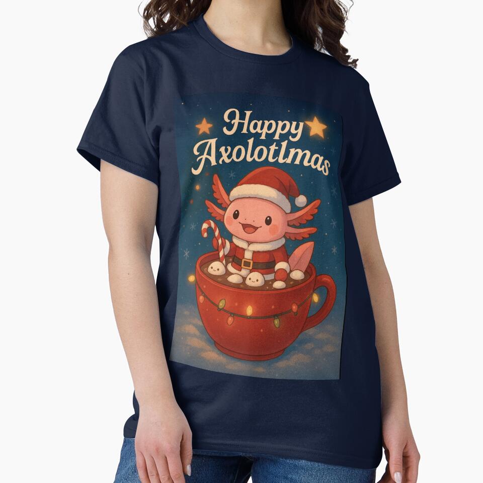 Happy Axolotlmas – Cute Christmas Axolotl Santa T-Shirt Design by GrzegorzDesigns99