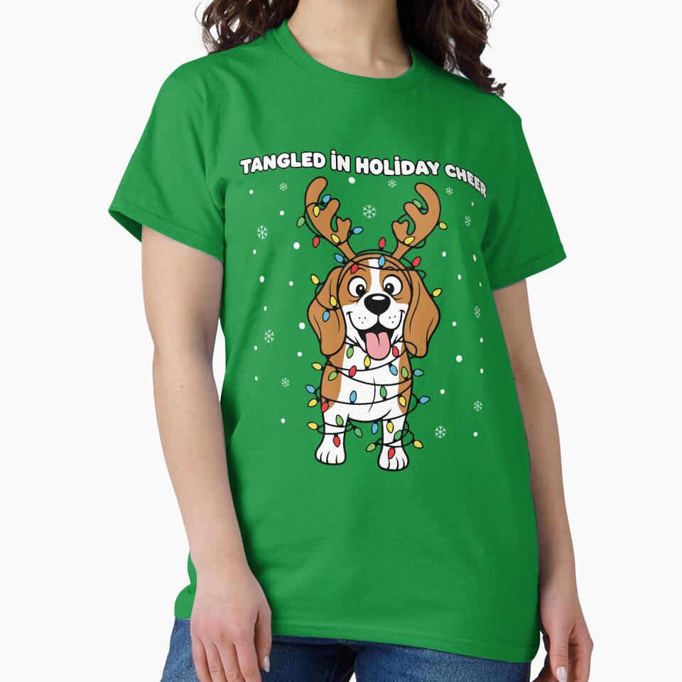 Tangled in Holiday Cheer Funny Christmas Dog by SillyPawsStudio