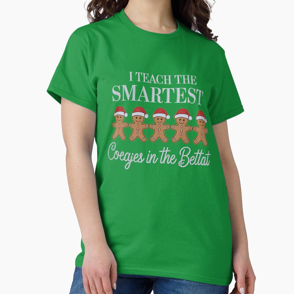 I Teach The Smartest Cookies In The Batch Christmas Teacher Sweatshirt – Cute Gingerbread Embroidery by ZyxDes