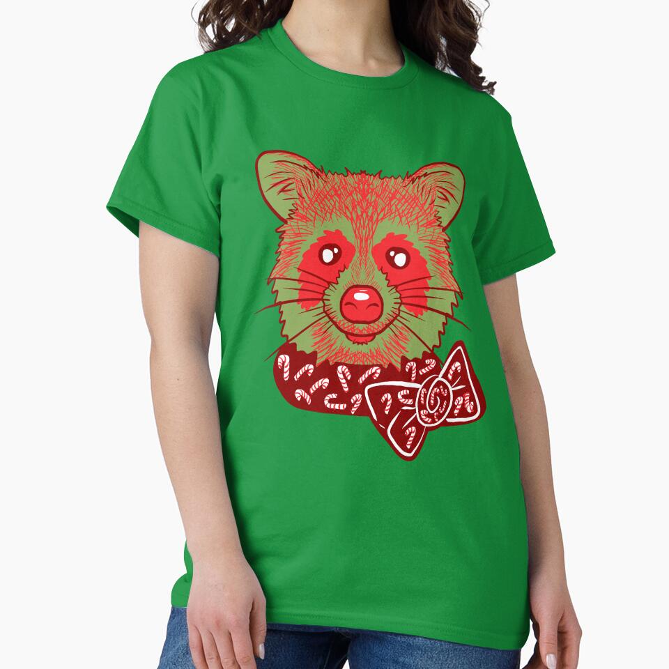 Christmas Raccoon With green Background by missmann