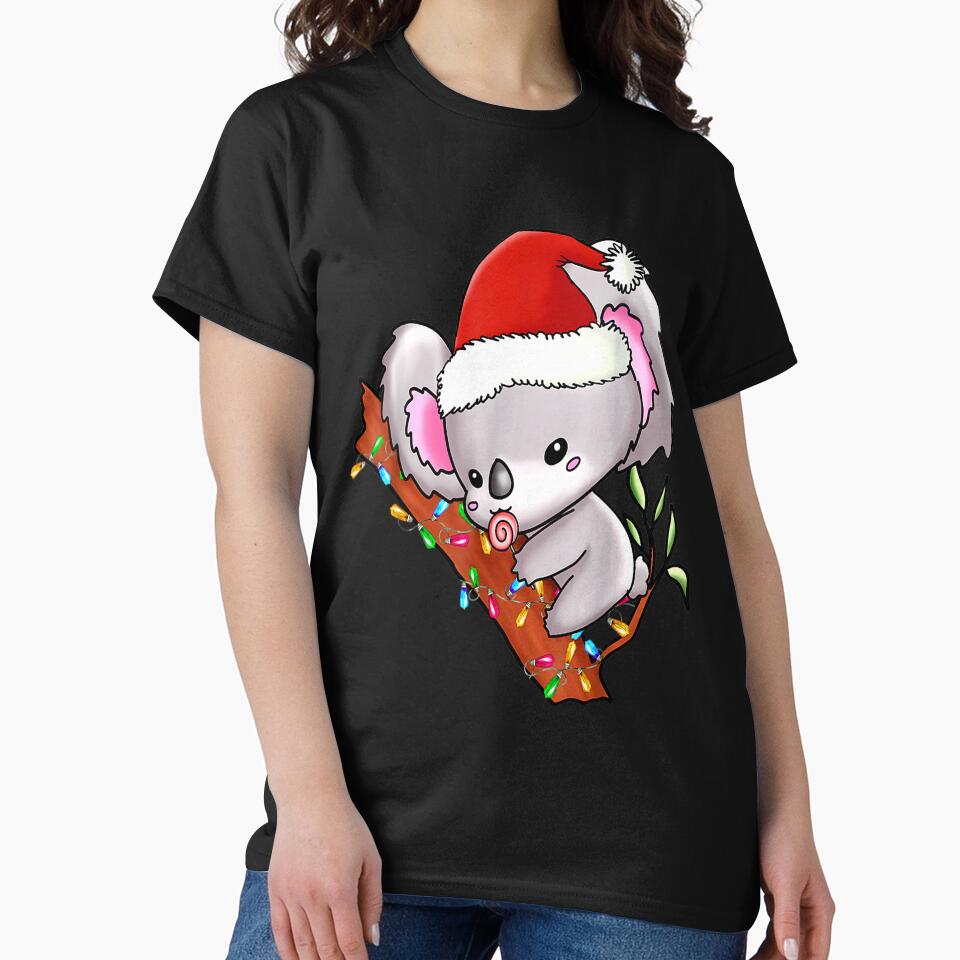 Koala Christmas Lights Funny Santa Hat Merry Christmas by TGMerwin
