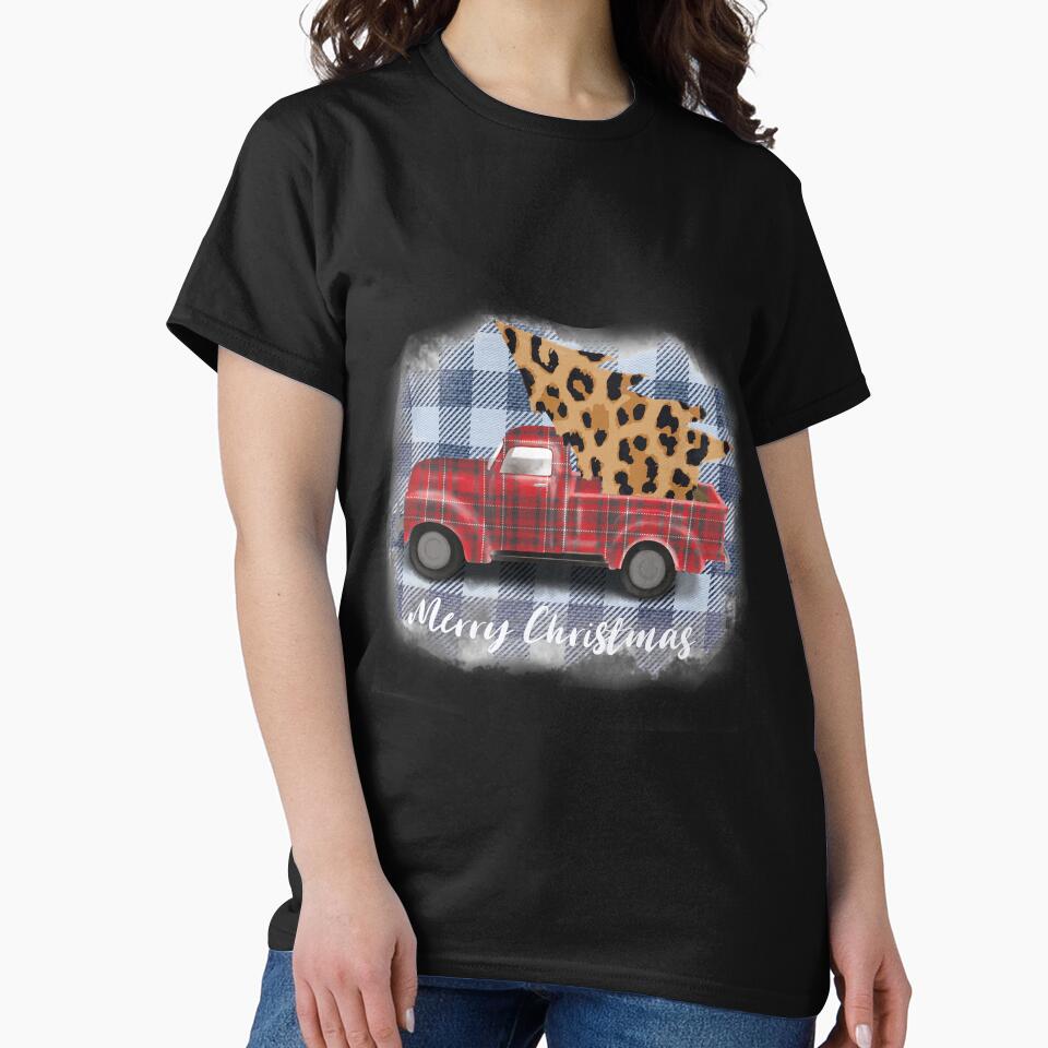 Merry christmas red truck plaid buffalo by binly123