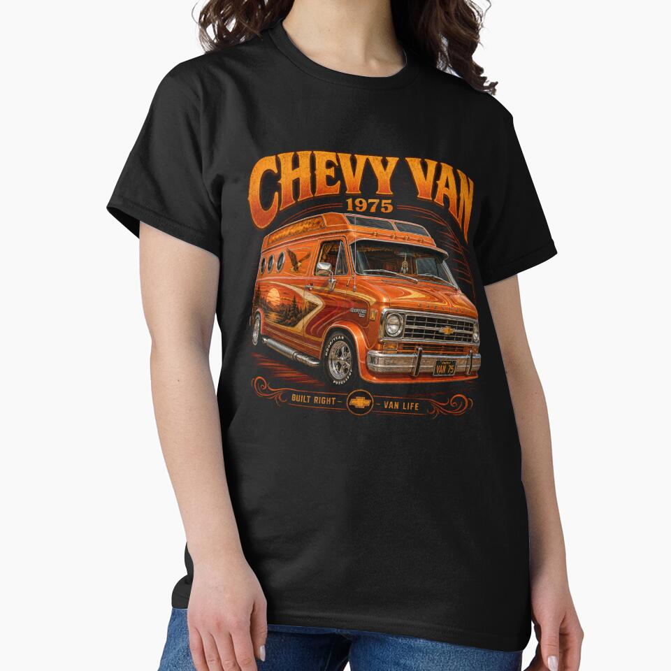 1975 Chevrolet G20 Custom Van 70s Van Culture Vintage Art by TheArtOfCar