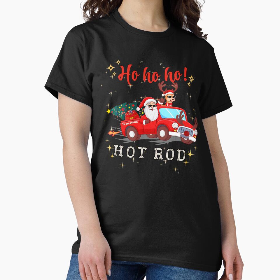 Ho ho ho Hot Rod Christmas Santa Reindeer Racing Truck Christmas Tree Cool Santa Xmas Holiday by CarantinedChaos