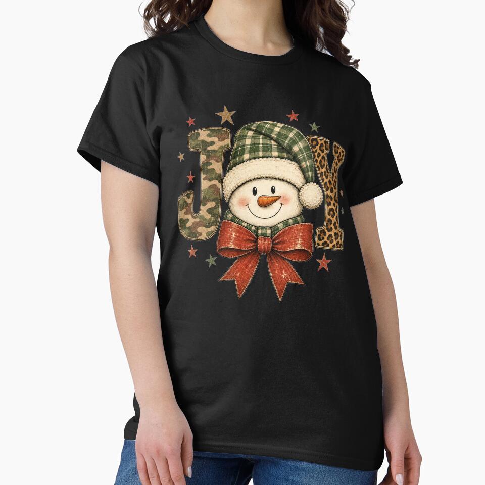 JOY Snowman Camo Leopard Print Country Western Christmas by DYAFLK