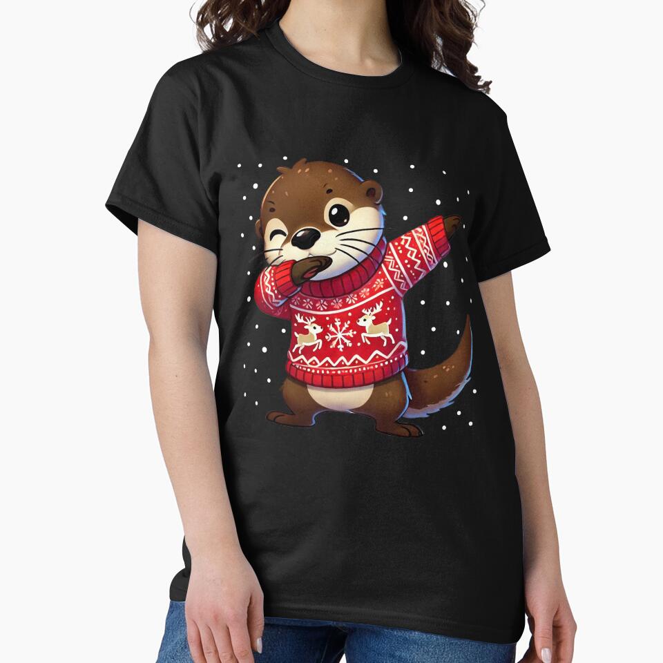 Christmas Otter Lover Funny Otter Ugly Christmas by BlueBerry-Pengu