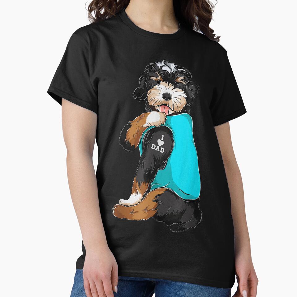 Bernedoodle I Love Dad Tattoo Apparel Dog Dad S Dads by JoshSchultz