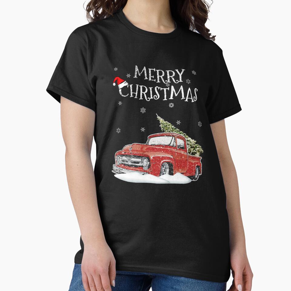 Red Vintage Truck Retro Christmas Tree Pickup Xmas by lishakaren