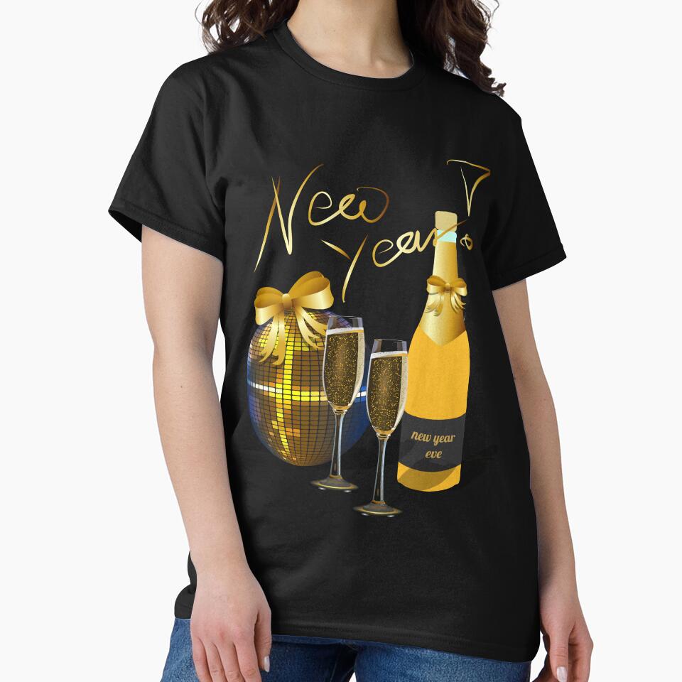 New Year Eve Party Illustration with Wine Bottle, Glasses & Disco Ball by PixelWaveBD