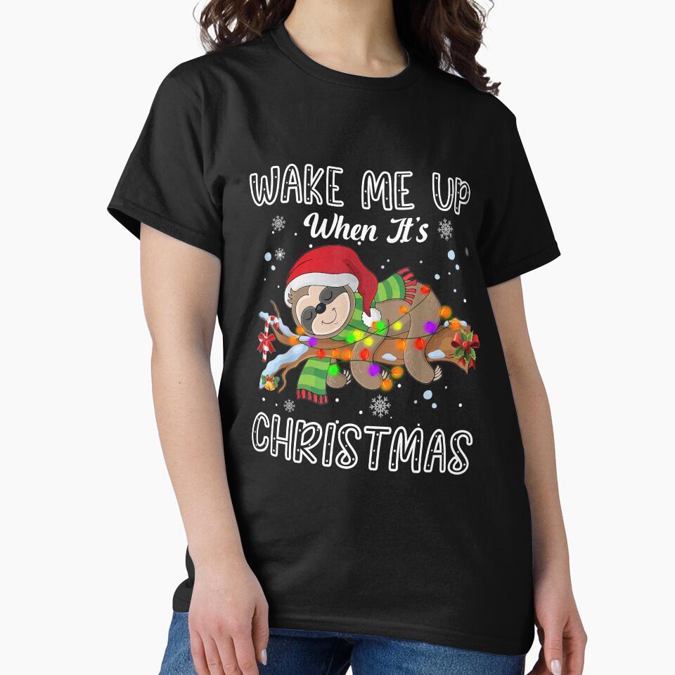 Wake Me Up When It's Christmas Funny Sloth Lover Christmas by VivianaSchult